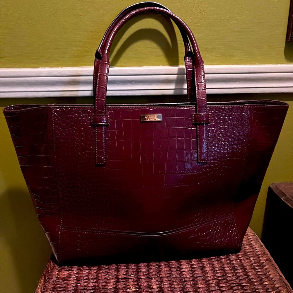 Kate Spade Deep Plum Riverside Street Exotic Bedford Tote Bag Purse